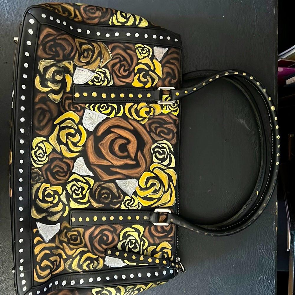 Hand painted leather Coach bag